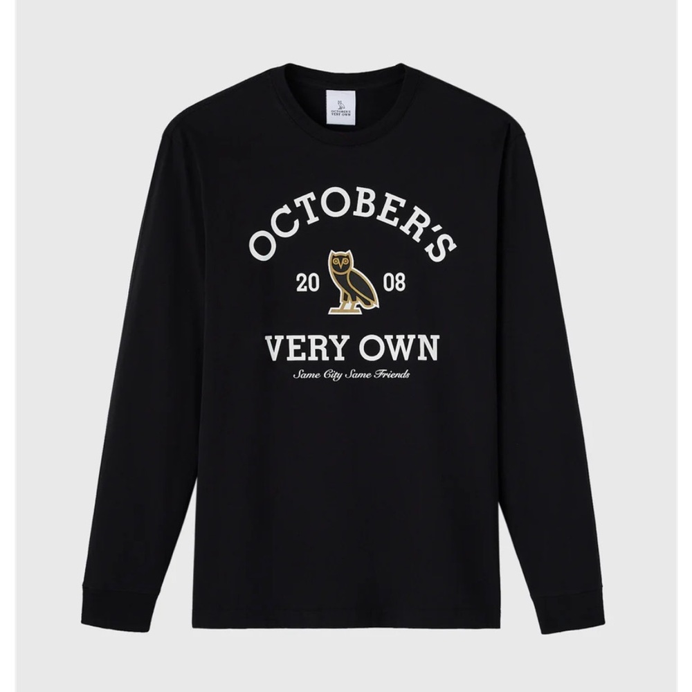 OVO Black and Gold Long Sleeve Tee